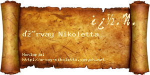 Árvay Nikoletta névjegykártya