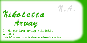 nikoletta arvay business card